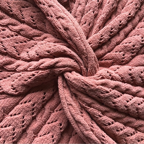 Moon & Madison Chenille V-neck Twist Back Pointelle Knit Sweater Pink Size XS - Picture 4 of 6